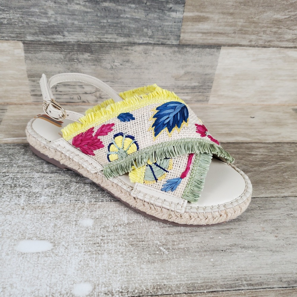 Sam Edelman Kayden Kid Slingback Sandals Girls Sz 3 Floral Embroidered